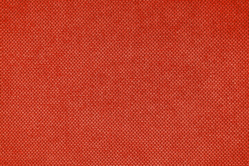 Texture background of velours red fabric. Fabric texture of upholstery furniture textile material, design interior, wall decor. Fabric texture close up, backdrop, wallpaper.