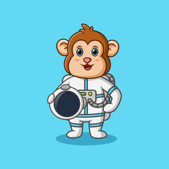 Cute cartoon astronaut monkey character. Vector illustration