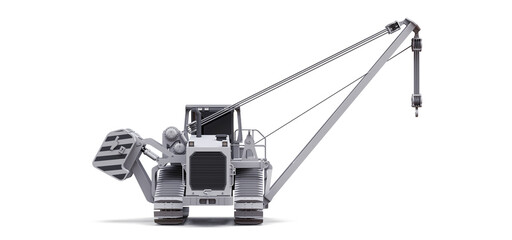 White crawler crane with side boom. 3d rendering.