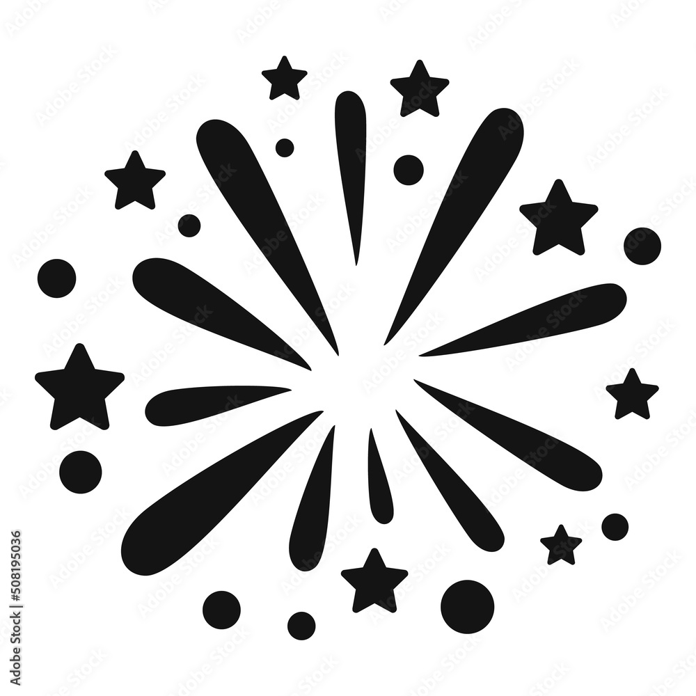 Poster explosion firework icon simple vector. party event
