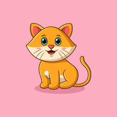happy cat cartoon isolated background. Vector illustration