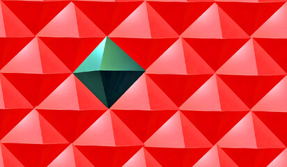 3D Illustration - One is different. A black shape performs the contrast to the other red shapes.