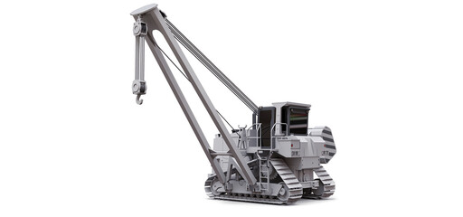 White crawler crane with side boom. 3d rendering.