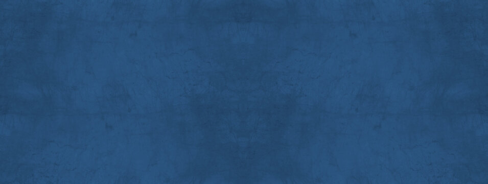 Blue canvas texture with abstract grunge pattern. Panoramic background. 
