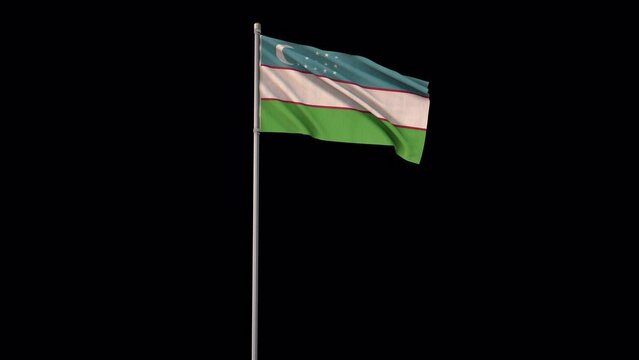 Uzbekistan flag, 4k video background is transparent