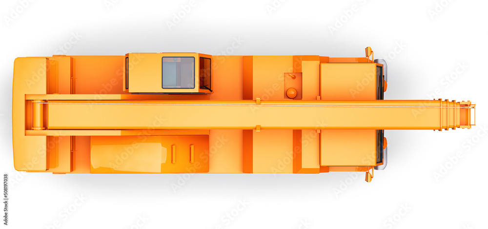 Wall mural orange mobile crane. three-dimensional illustration. 3d rendering.