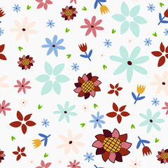 Obraz premium Seamless pattern with abstract flowers.