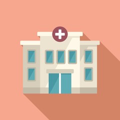 Hospital building icon flat vector. Family doctor