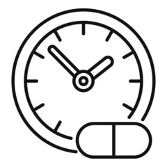 Pill hour time icon outline vector. Family doctor
