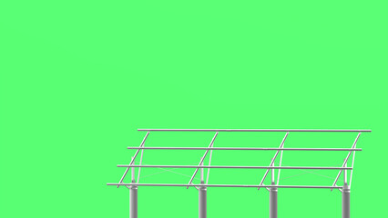 3D illustration of photovoltaic power station.3D rendering on green background.