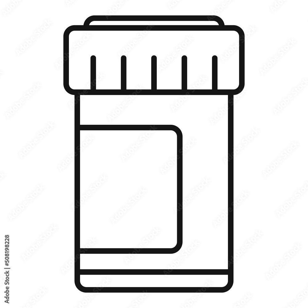 Poster plastic pill jar icon outline vector. family health