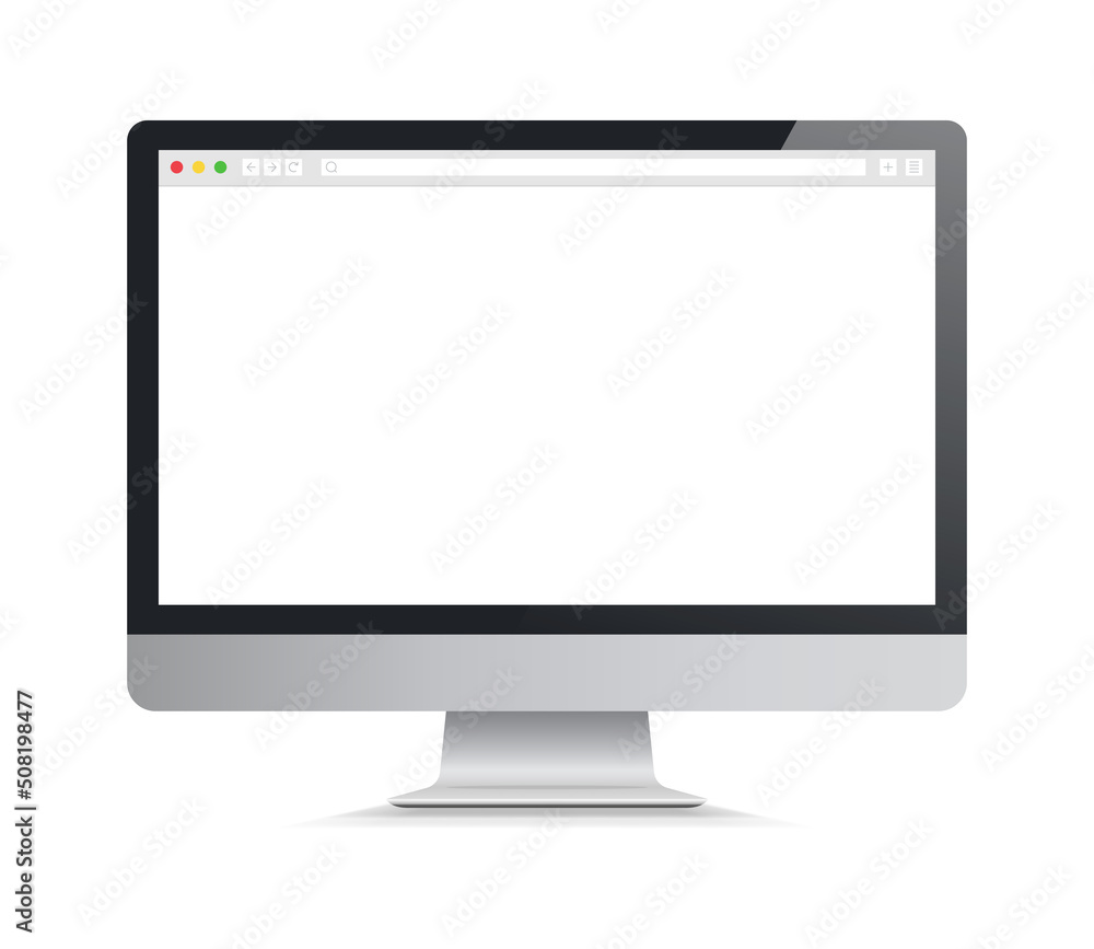 Poster web browser layout on computer screen. computer monitor isolated on white background. vector illustr