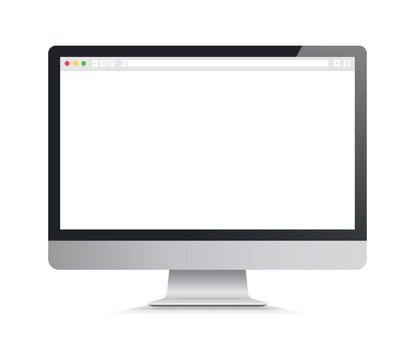 Web browser layout on computer screen. Computer monitor isolated on white background. Vector illustration..