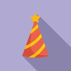 Birthday cone cap icon flat vector. Task agenda
