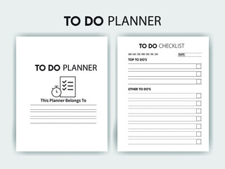 KDP Interior Design - To-Do Planner Planner Interior  - Printable Low-Content Books, Organizer, Planner, Notebook, Diary
