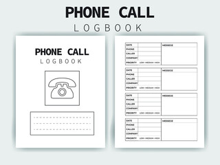 KDP Interior Design - Phone Call LogBook  - Printable Low-Content Books, Organizer, Planner, Notebook, Diary