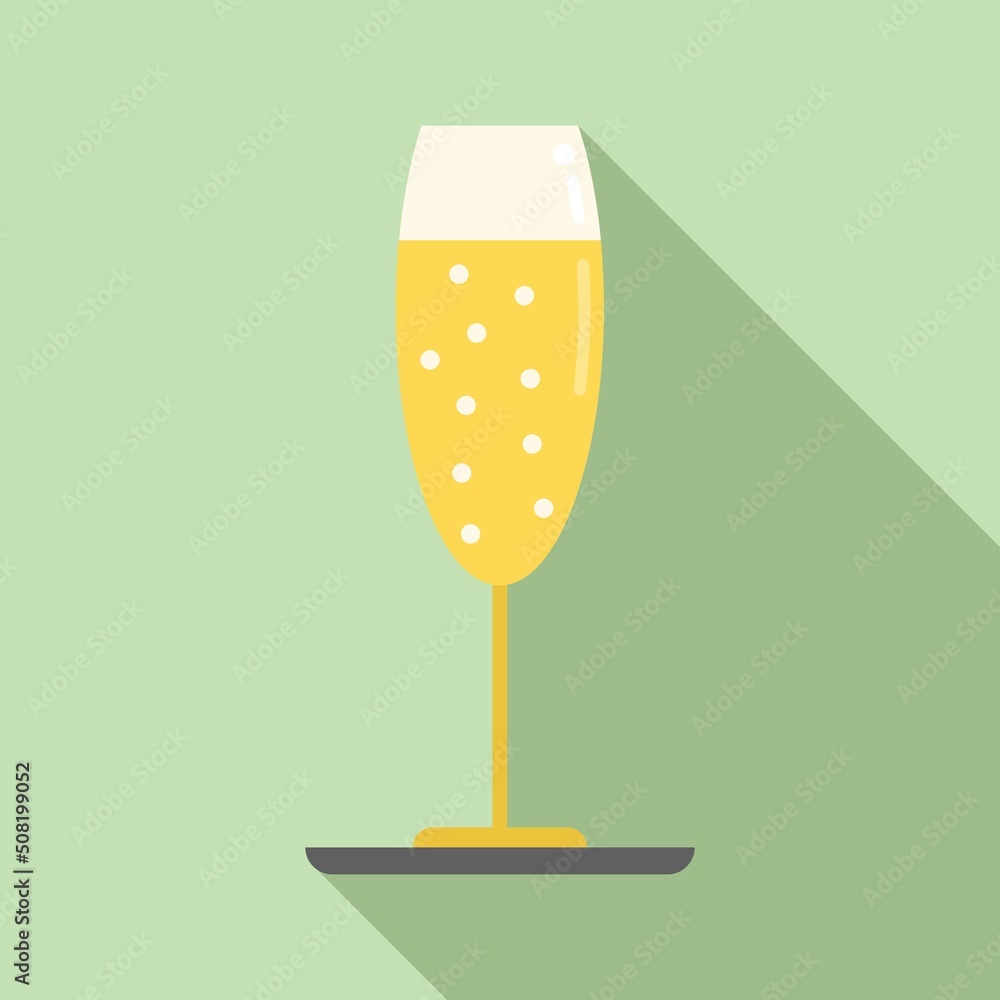 Sticker champagne glass icon flat vector. event time