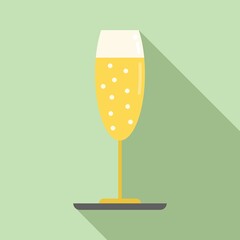 Champagne glass icon flat vector. Event time