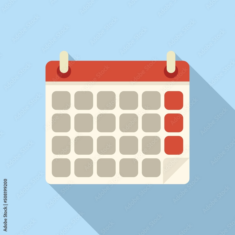 Sticker plan calendar icon flat vector. event time