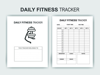 KDP Interior Design - Daily Fitness Tracker Interior  - Printable Low-Content Books, Organizer, Planner, Notebook, Diary