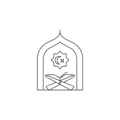 Mosque, Koran, icon on white background