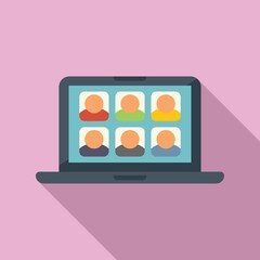 Forum video call icon flat vector. Online business