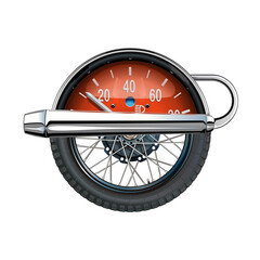 Vector Motorcycle exhaust pipe Concept with Wheel and Speedometer