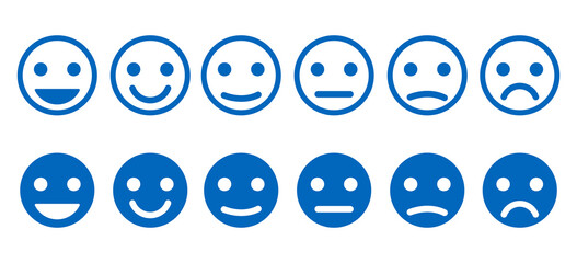 Emoji faces.Set of Emoji icon.Feedback sign.Emoticons.Simple emoticons line icons.Mood.Smile icons