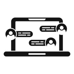 Laptop online forum icon simple vector. Business chat