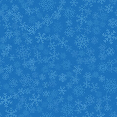 Fototapeta na wymiar Seamless winter background of snowflakes placed chaotically. Winter fairy tale, Christmas symbol.