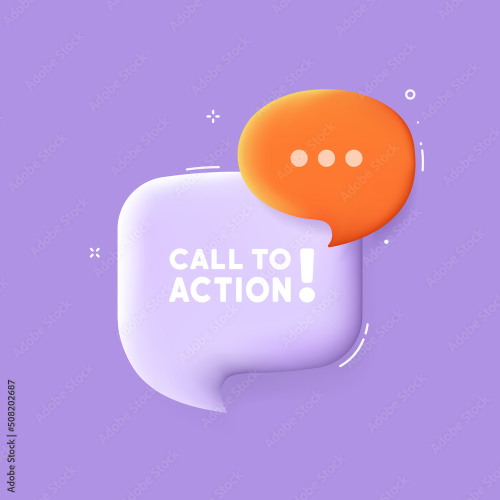 Poster call to action. speech bubble with call to action text. business concept. 3d illustration. pop art s