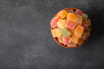 Traditional Turkish delight in a bowl 