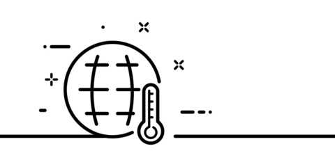 Planet and thermometer line icon. Climate, temperature, cold, heat, ecology. Nature concept. One line style. Vector line icon for Business and Advertising