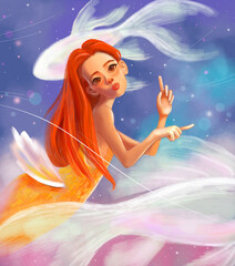 Beautiful mermaid girl illustration