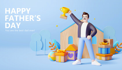 3d warm father's day greeting card