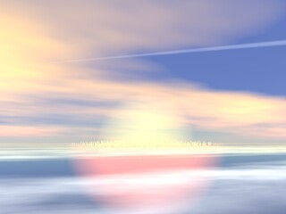 Fototapeta na wymiar 幻想的な飛行機雲と発光体