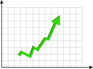 business graph showing growth. on white background
