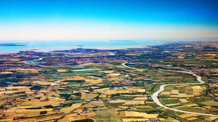 La Rochelle, Aix, Ré and Oléron island close to Rochefort from plane