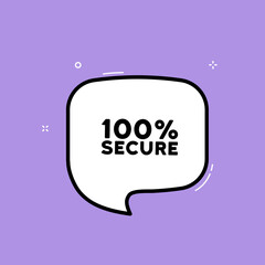 Speech bubble with 100 percent secure text. Boom retro comic style. Pop art style. Vector line icon for Business and Advertising