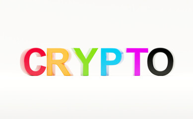 Crypto colored text work wide banner on white background