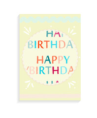 happy birthday card, circle frame in yellow background
