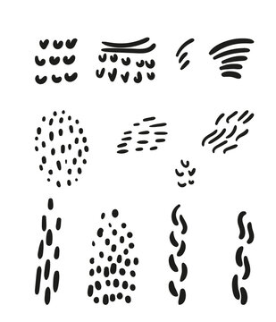 brush vector sketch design elements  dots set isolated