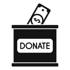 Donate money box icon simple vector. Charity help