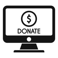 Donate online monitor icon simple vector. Charity help