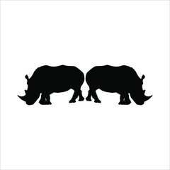Obraz na płótnie Canvas A Pair of the Rhino Silhouette for Logo or Graphic Design Element. Vector Illustration