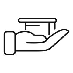 Charity graduation icon outline vector. Help hand