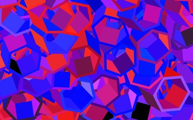 Dark Blue, Red vector pattern with colorful hexagons.