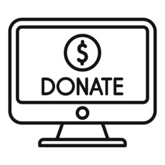 Donate online monitor icon outline vector. Charity help