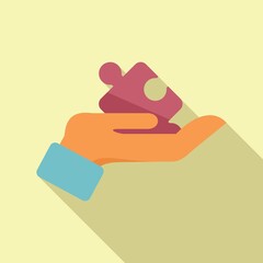 Puzzle solution icon flat vector. Teamwork design