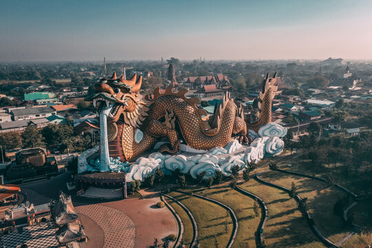 Aerial view of Dragon Paradise Park Suphan buri in Thailand